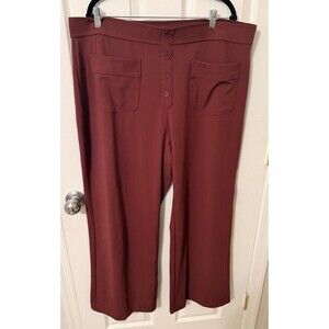 New Halara Pants 3X Womens Cinnabar Hi Rise Wide Leg Pocket Button Accent
